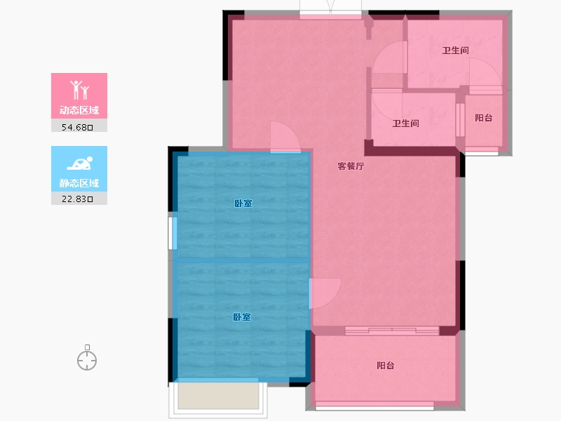 湖北省-武汉市-汉北广场国际公寓-70.00-户型库-动静分区