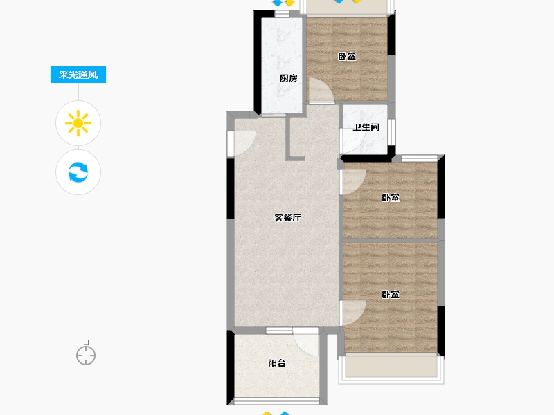 湖北省-武汉市-汉阳满庭春moma-71.00-户型库-采光通风