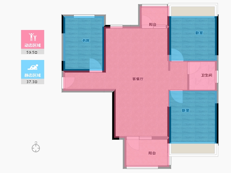 湖北省-武汉市-汉阳满庭春moma-87.00-户型库-动静分区