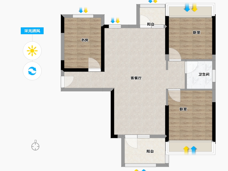 湖北省-武汉市-汉阳满庭春moma-87.00-户型库-采光通风