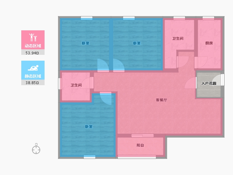 陕西省-西安市-和平春天-84.62-户型库-动静分区