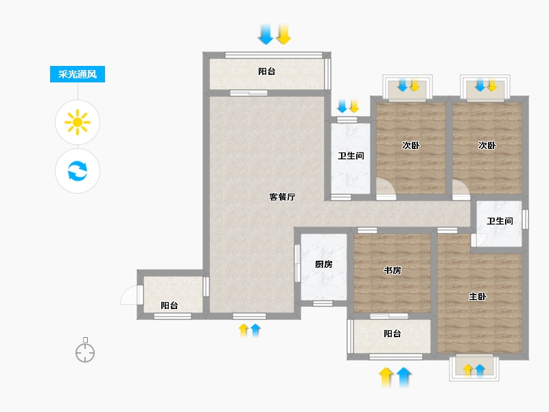 湖南省-衡阳市-银湖星城-113.66-户型库-采光通风