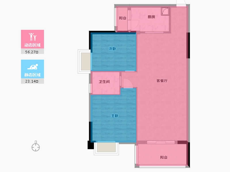 湖南省-衡阳市-金港水岸-71.70-户型库-动静分区