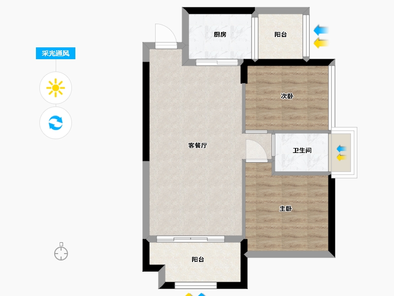 湖南省-衡阳市-金港水岸-57.60-户型库-采光通风