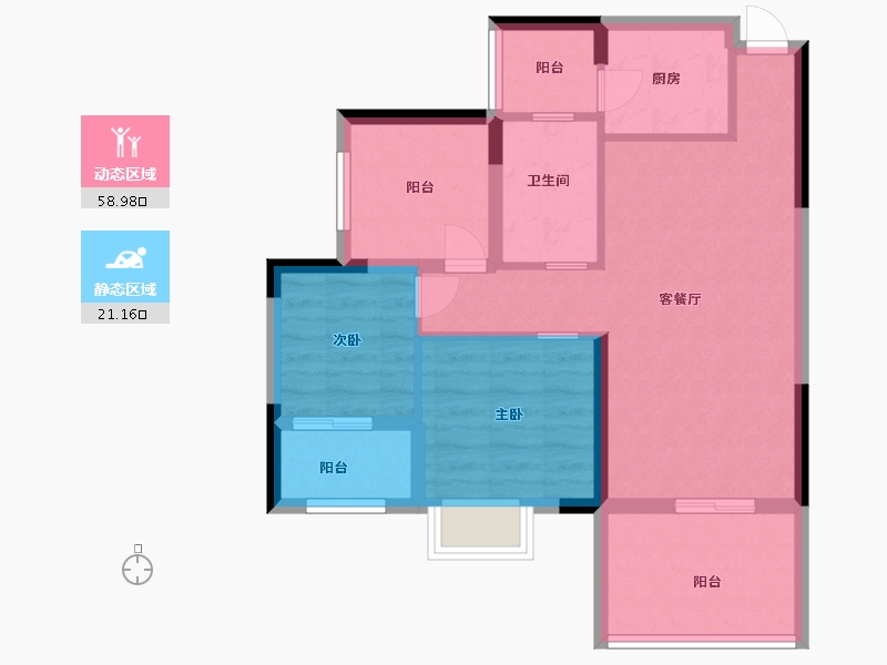 湖南省-衡阳市-金港水岸-70.90-户型库-动静分区