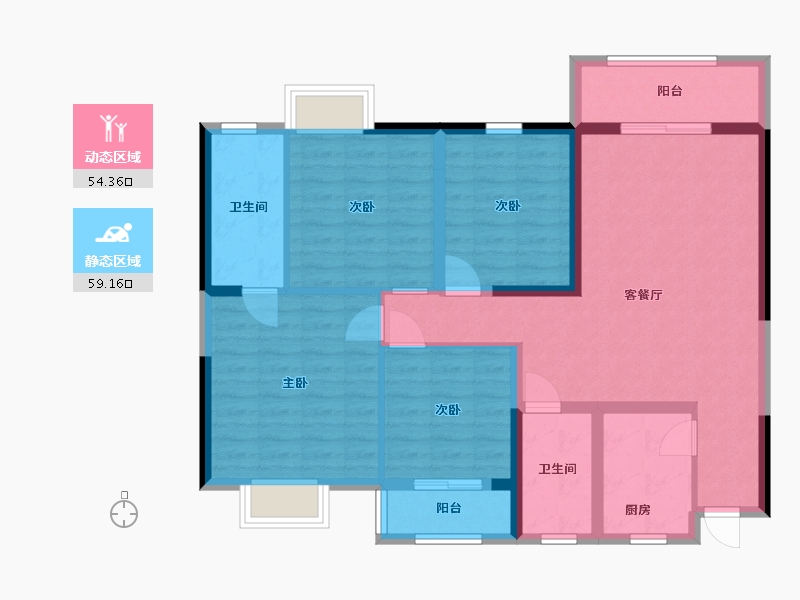 湖南省-岳阳市-中天维益家园-101.21-户型库-动静分区