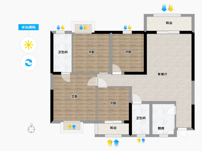 湖南省-岳阳市-中天维益家园-101.21-户型库-采光通风