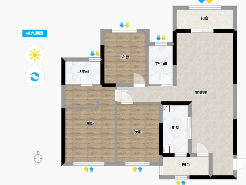 广西壮族自治区-贵港市-中梁.国宾首府-92.19-户型库-采光通风