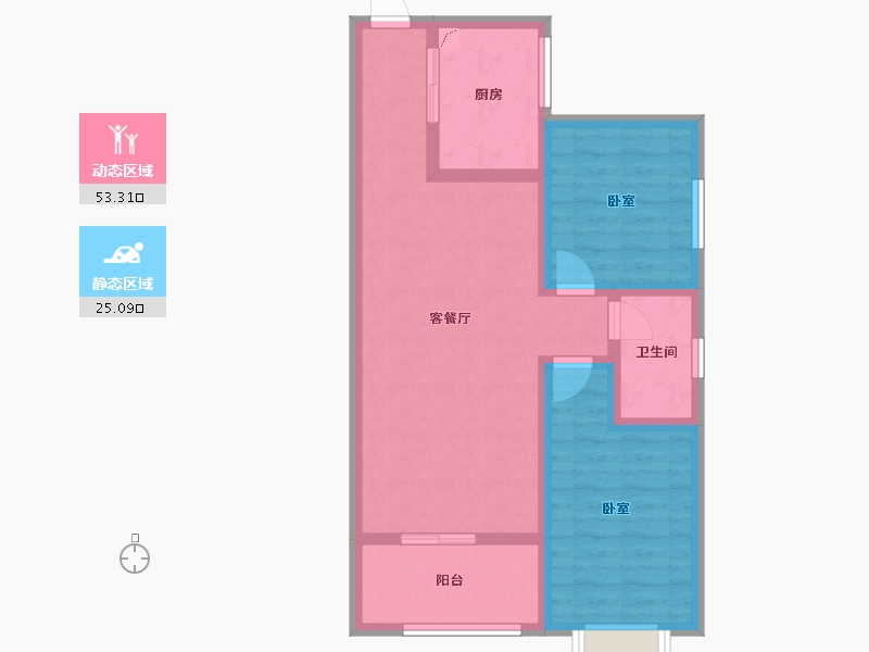 陕西省-咸阳市-望贤小区-69.04-户型库-动静分区