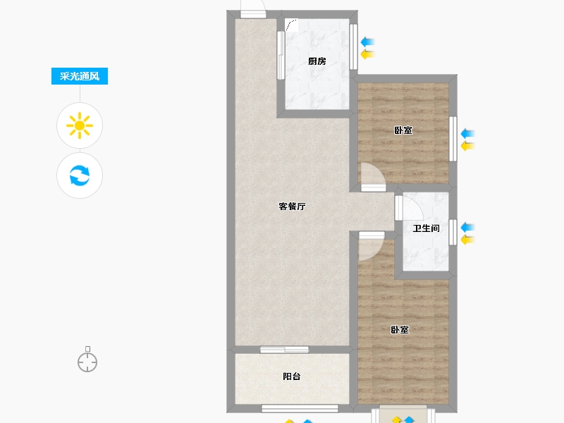 陕西省-咸阳市-望贤小区-69.04-户型库-采光通风