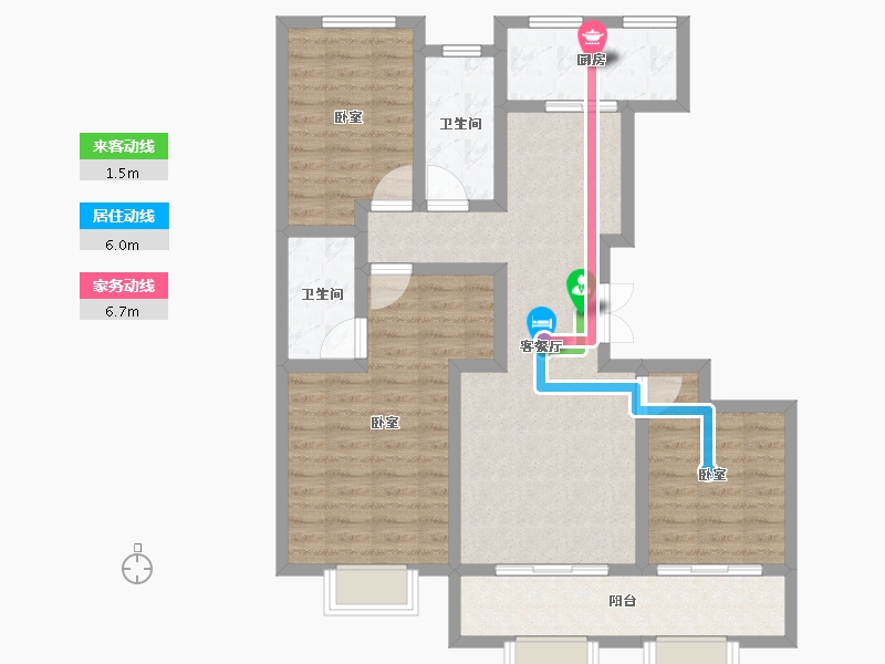 山东省-淄博市-舒香苑二期-92.68-户型库-动静线