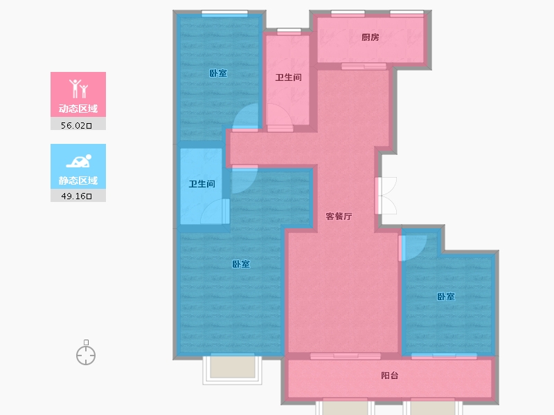 山东省-淄博市-舒香苑二期-92.68-户型库-动静分区