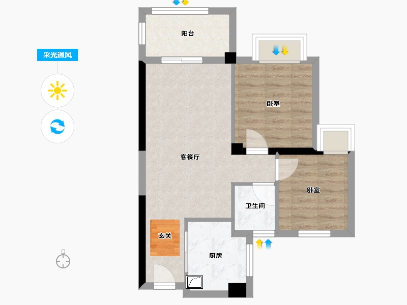 福建省-福州市-日照香园-50.86-户型库-采光通风