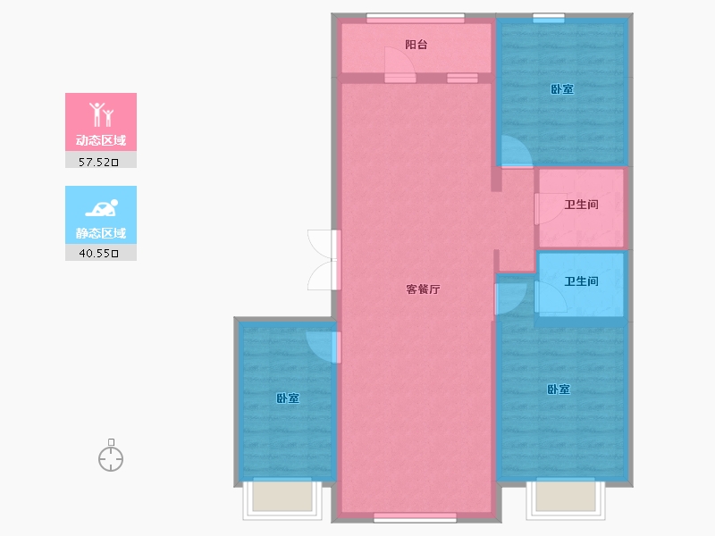 黑龙江省-哈尔滨市-滨才凤栖湖-88.25-户型库-动静分区