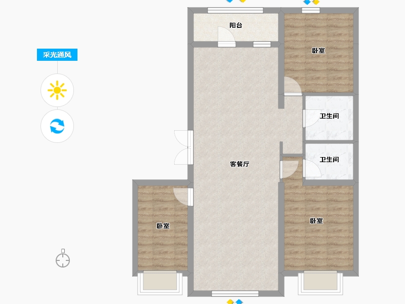 黑龙江省-哈尔滨市-滨才凤栖湖-88.25-户型库-采光通风