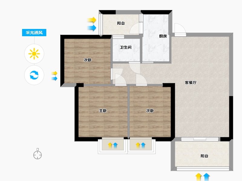 湖南省-衡阳市-金港水岸-76.50-户型库-采光通风