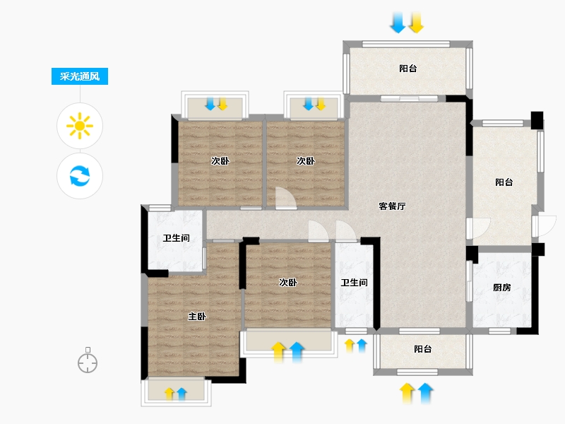 湖南省-衡阳市-星美 CC PARK·新外滩-118.43-户型库-采光通风