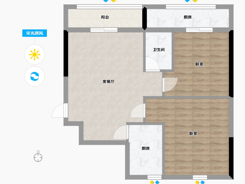 湖北省-武汉市-中博南湖康城-71.02-户型库-采光通风