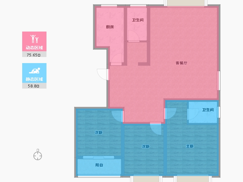 山东省-济南市-琪鑫苑-121.43-户型库-动静分区