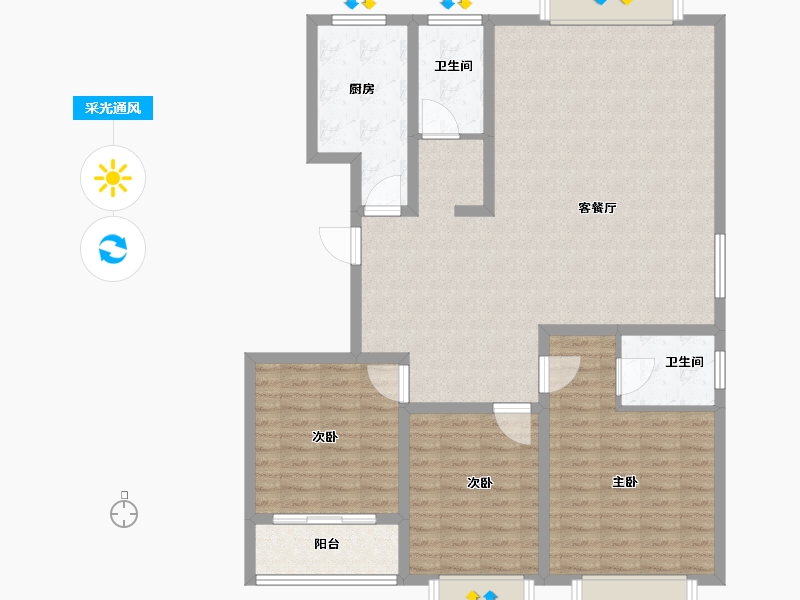 山东省-济南市-琪鑫苑-121.43-户型库-采光通风