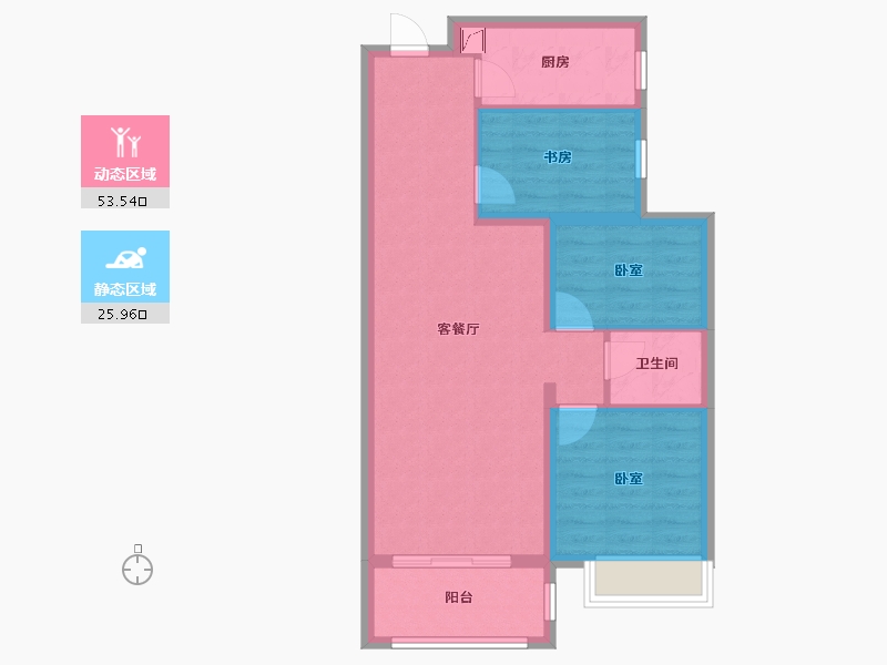 河北省-沧州市-天山熙湖-70.97-户型库-动静分区