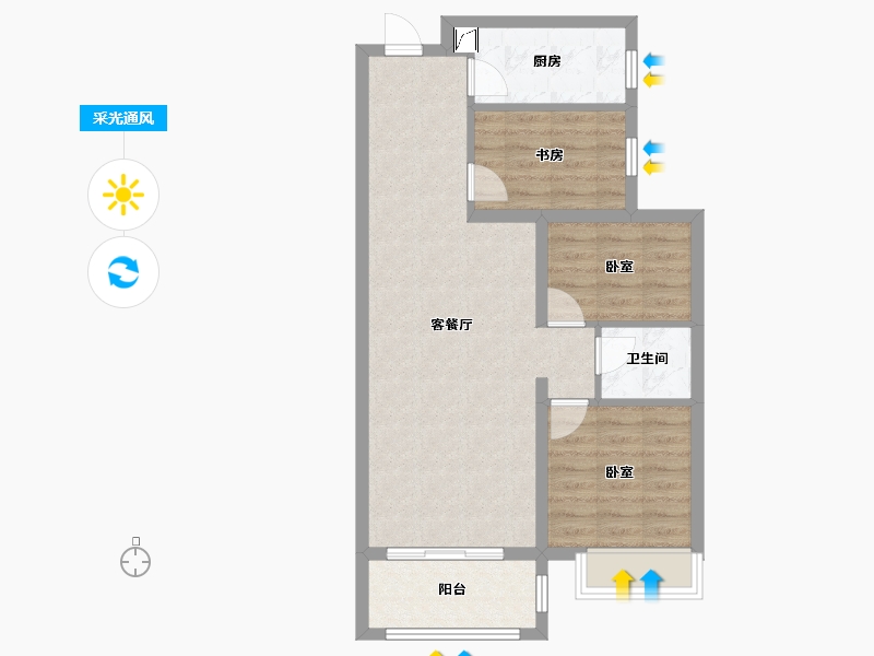 河北省-沧州市-天山熙湖-70.97-户型库-采光通风