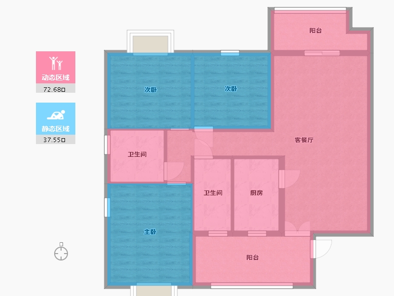 湖南省-湘潭市-九华春天里-98.89-户型库-动静分区