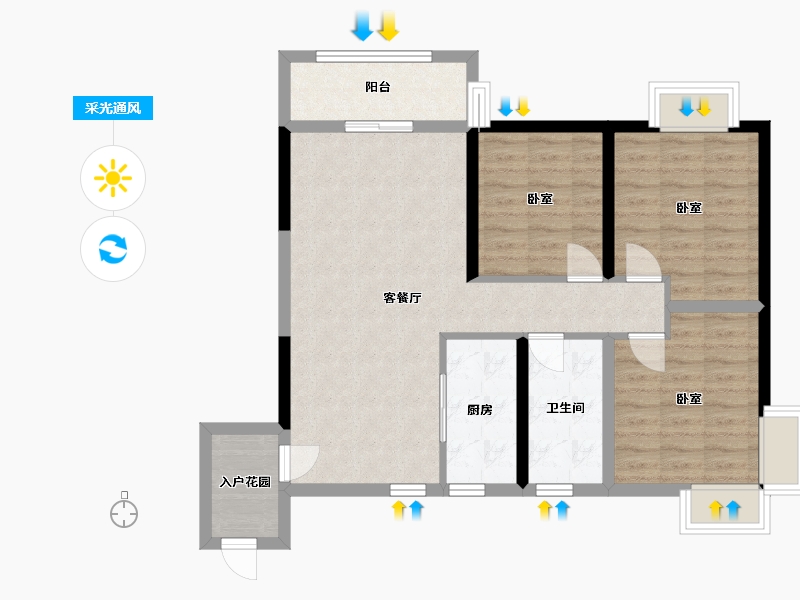 湖北省-武汉市-黎明新居-82.31-户型库-采光通风