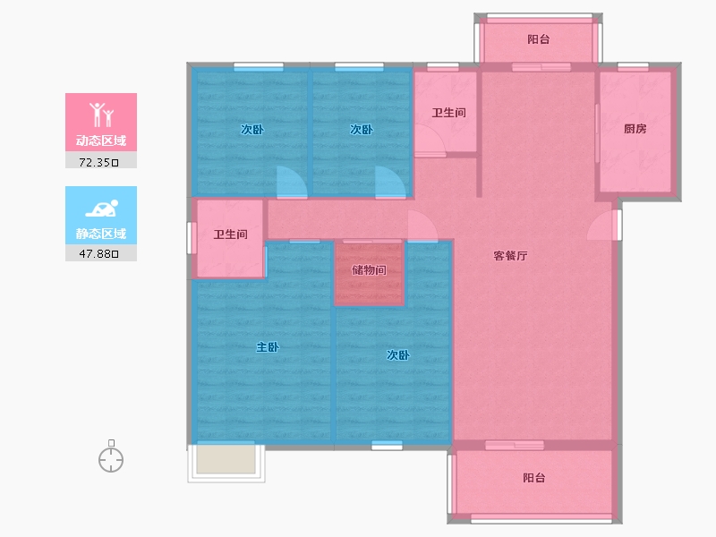 湖北省-黄冈市-赤东中央城-109.45-户型库-动静分区