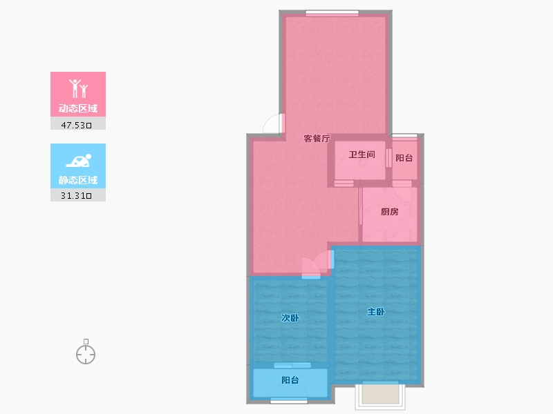 湖北省-随州市-金域龙湾-69.70-户型库-动静分区