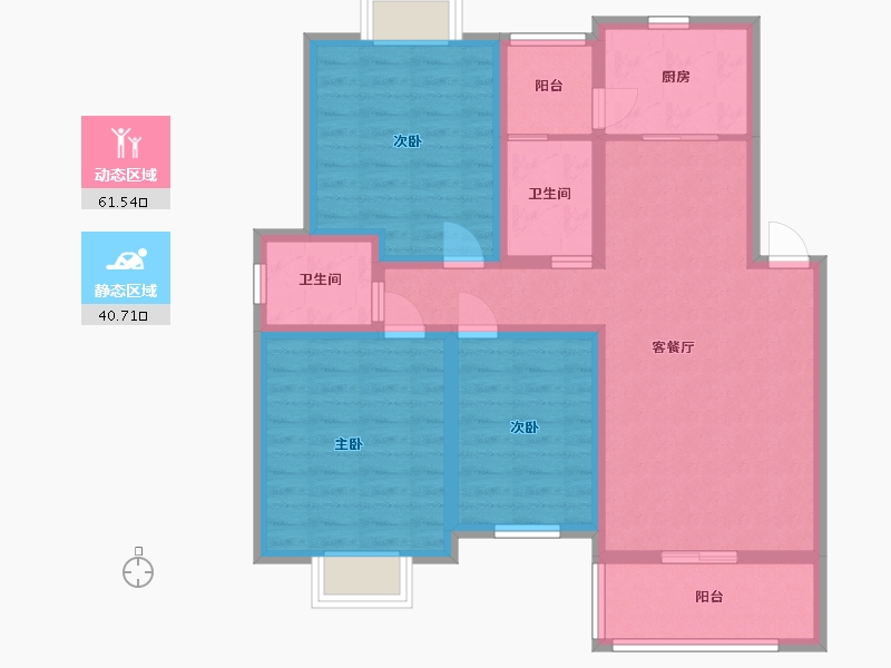 湖北省-天门市-冠南·景林春天-90.30-户型库-动静分区