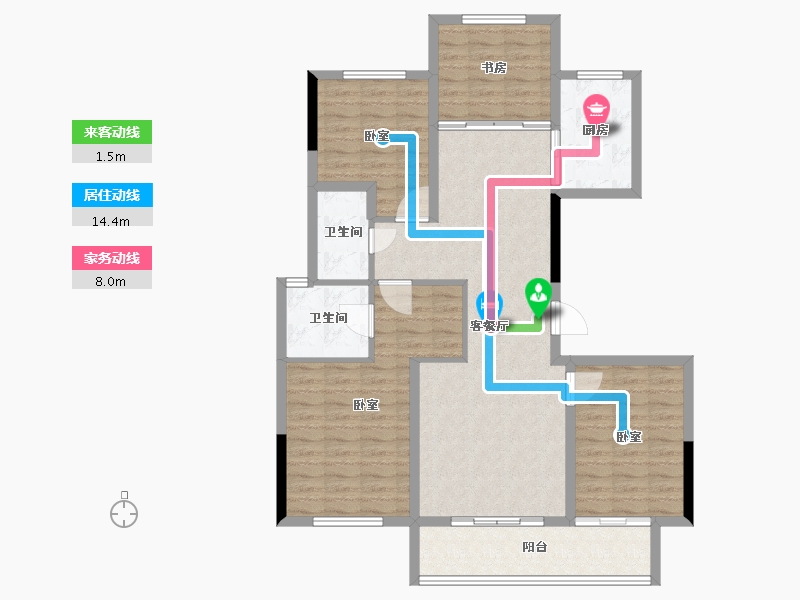 湖南省-长沙市-兆基御园-110.56-户型库-动静线