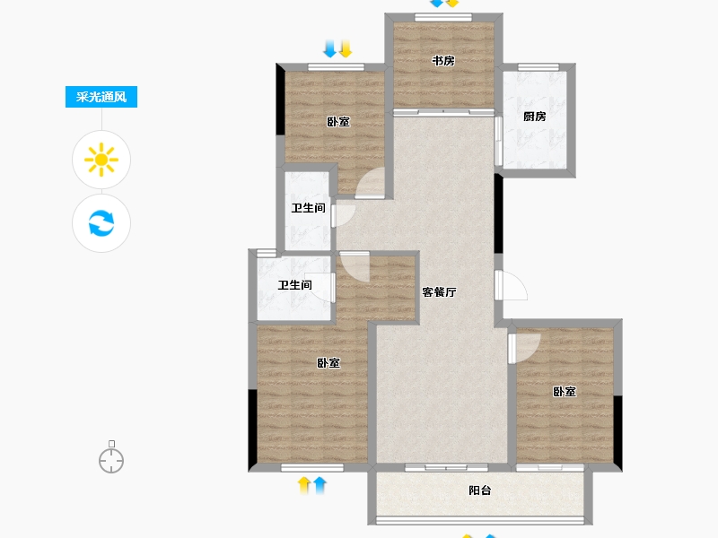 湖南省-长沙市-兆基御园-110.56-户型库-采光通风