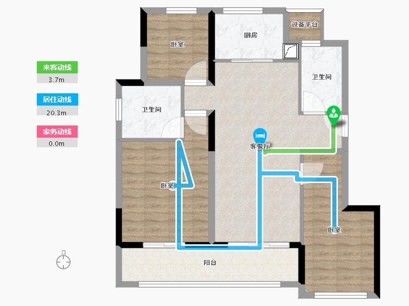 浙江省-湖州市-德信宸园-90.65-户型库-动静线