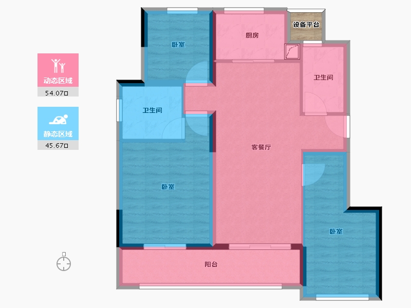 浙江省-湖州市-德信宸园-90.65-户型库-动静分区