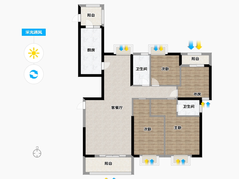 湖南省-衡阳市-中航白沙湾-133.91-户型库-采光通风