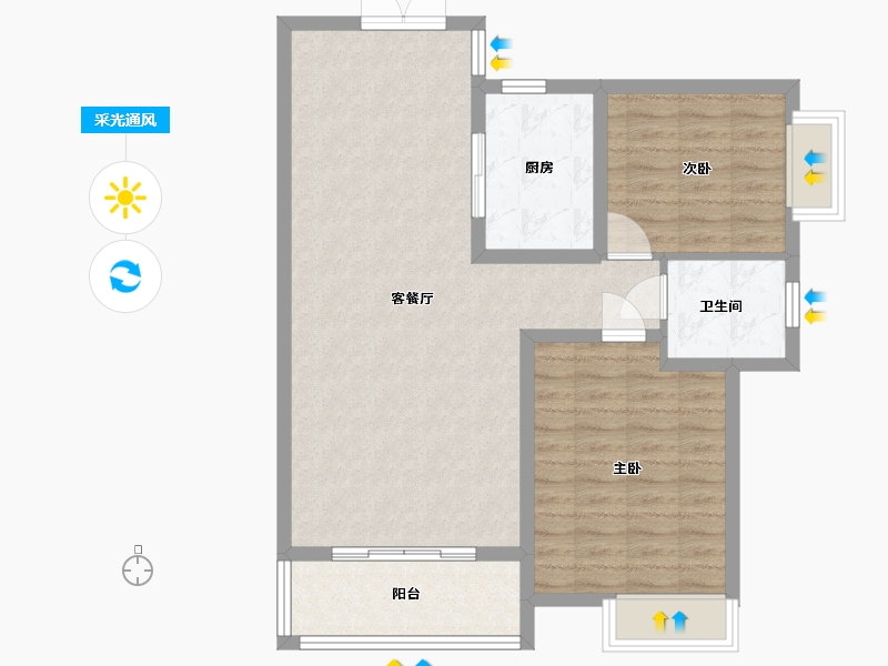 湖南省-株洲市-时代云龙城-82.90-户型库-采光通风