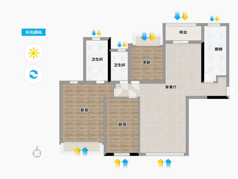 广东省-珠海市-中海名钻-110.04-户型库-采光通风