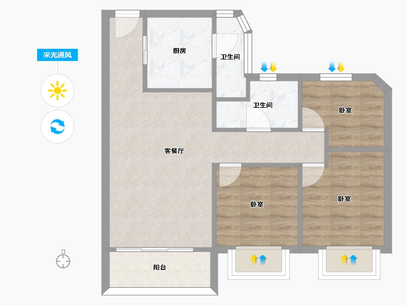 广东省-广州市-新康花园-57.48-户型库-采光通风