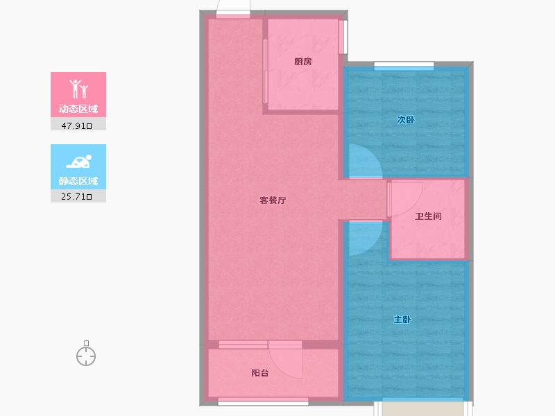 山东省-青岛市-鑫源三个院子-66.00-户型库-动静分区