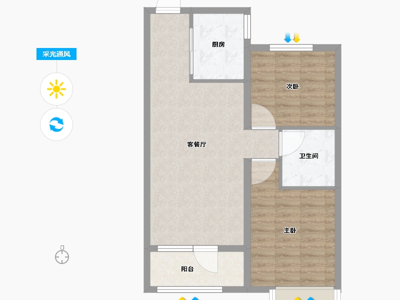 山东省-青岛市-鑫源三个院子-66.00-户型库-采光通风