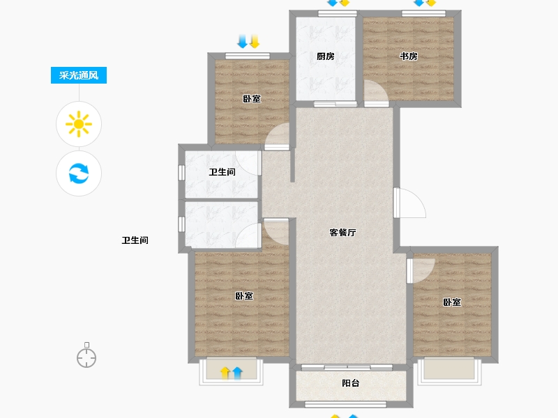 山东省-潍坊市-保利海棠-110.00-户型库-采光通风