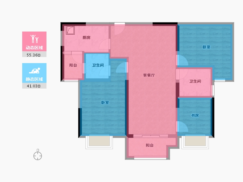 重庆-重庆市-和昱麟云-85.00-户型库-动静分区