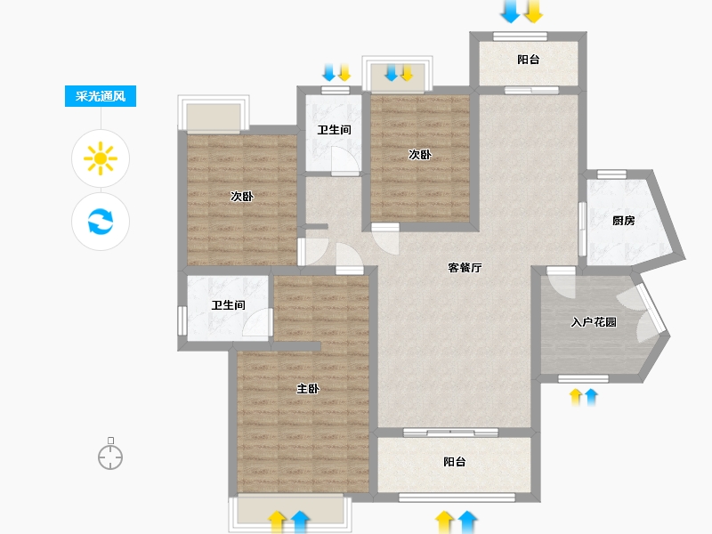 湖南省-岳阳市-滨江观邸-113.48-户型库-采光通风