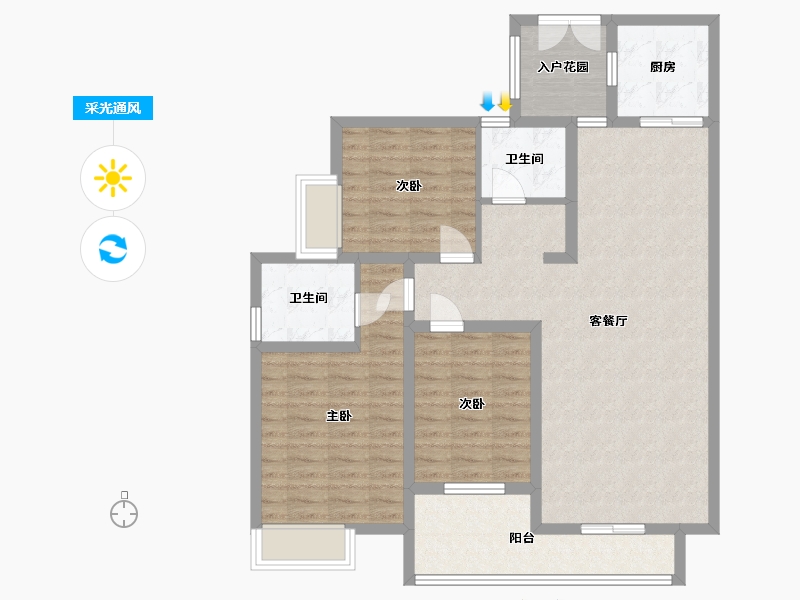 湖南省-岳阳市-滨江观邸-103.46-户型库-采光通风