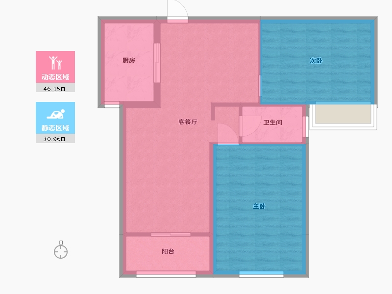 湖南省-岳阳市-滨江观邸-69.47-户型库-动静分区