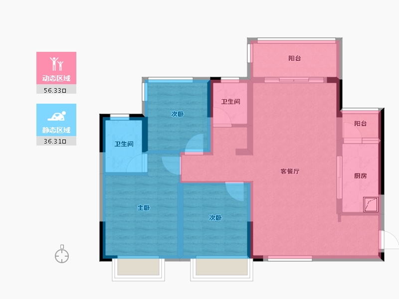 四川省-内江市-内江和喜御景台-81.81-户型库-动静分区