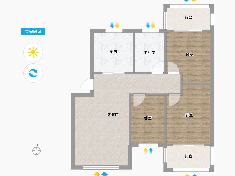 四川省-成都市-电子十所第三生活区-75.03-户型库-采光通风