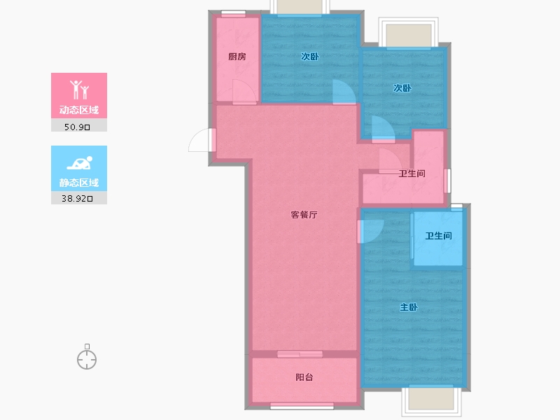 江苏省-无锡市-平湖苑-80.45-户型库-动静分区