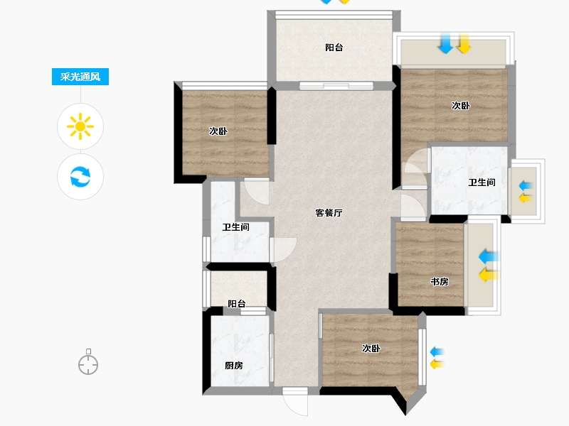 广东省-深圳市-京基御景印象-71.20-户型库-采光通风